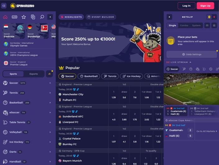 Spinorhino Sports Home Page