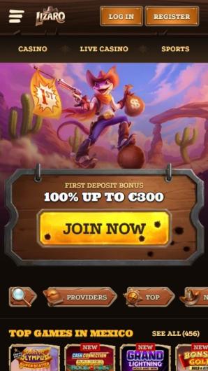 Lizaro Casino Sports Home Page mobile