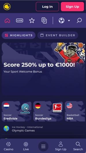 Spinorhino Sports Home Page mobile