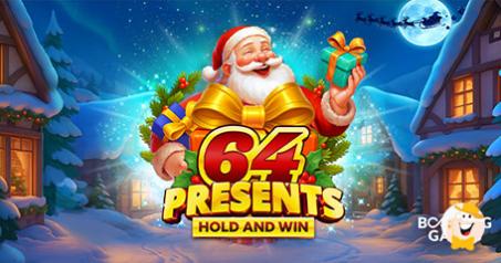 Les frissons des fêtes brillent dans 64 Presents Hold and Win de Booming Games